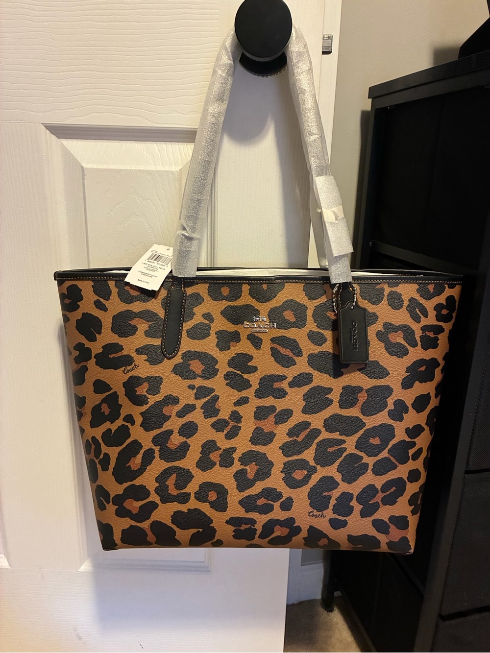 Coach Leopard-Print Tote in Brown and Black